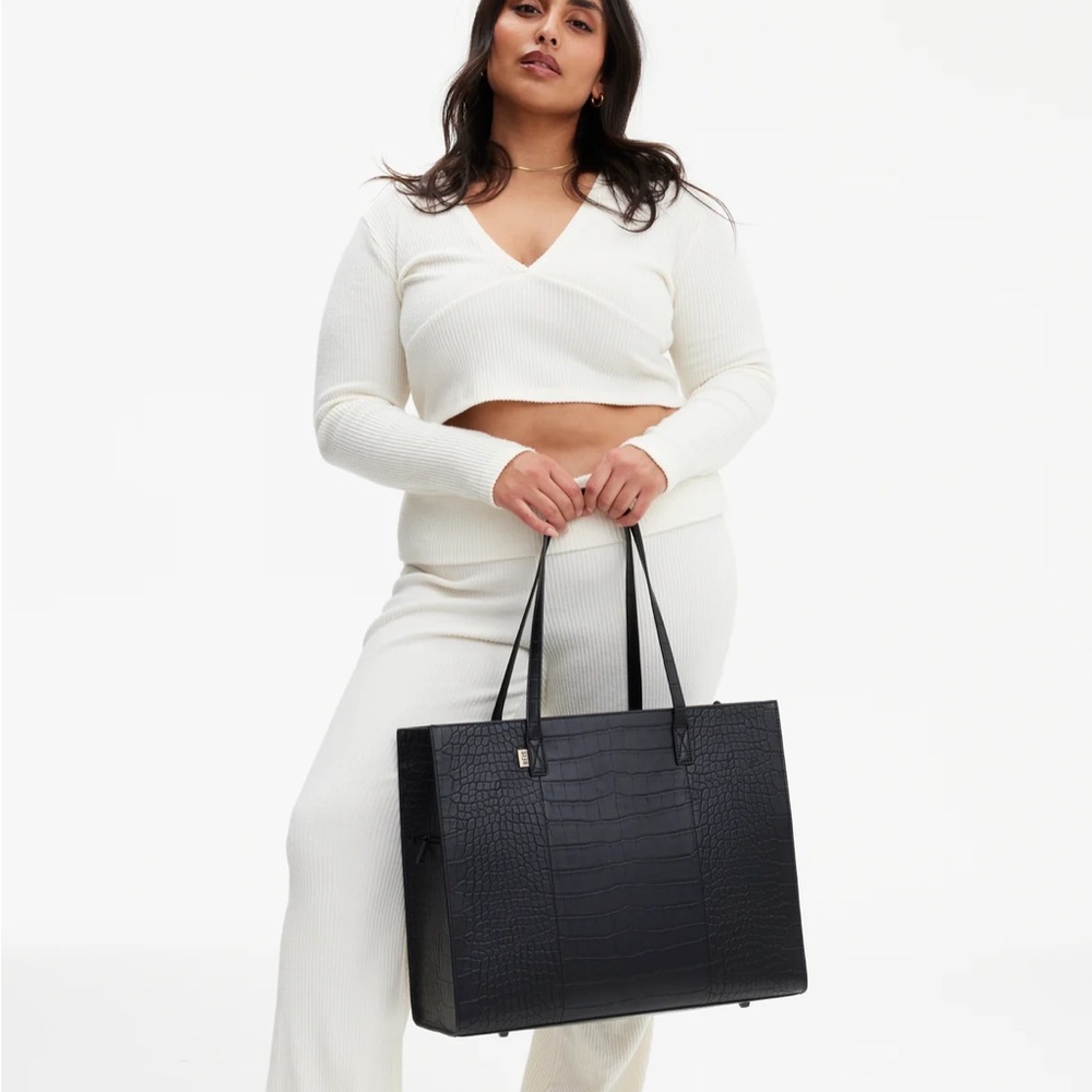 BEIS The Large Work Tote in Black Croc